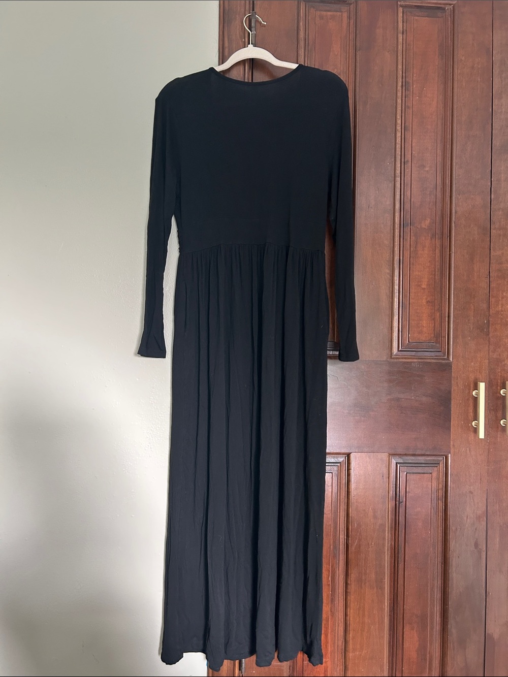 AUSELILY Black Long Sleeve Maxi Wrap Dress - Picture 7 of 7
